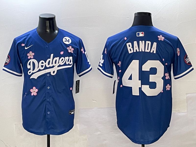 Men Los Angeles Dodgers #43 Banda Blue Sakura Edition 2025 Nike MLB Jersey style 7->los angeles dodgers->MLB Jersey